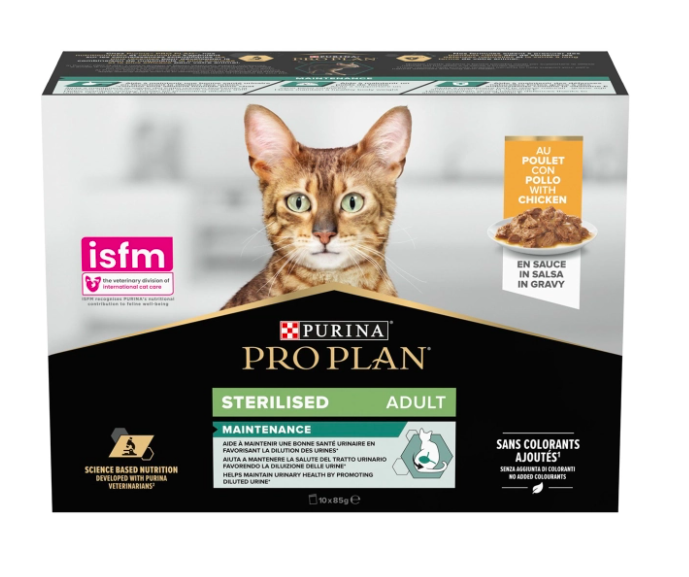 Purina Pro Plan Sterilised Cat Κοτόπουλο σε Σάλτσα 85gr Multipack (10τμχ)